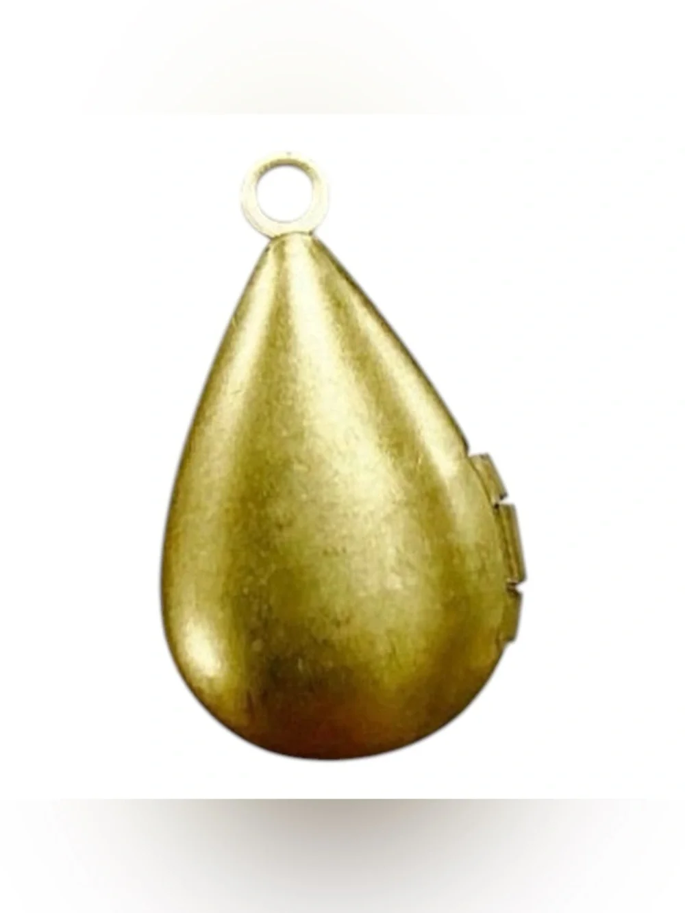 Vintage Teardrop Shaped Brass Locket, Functional, 15mm Tall, Deadstock